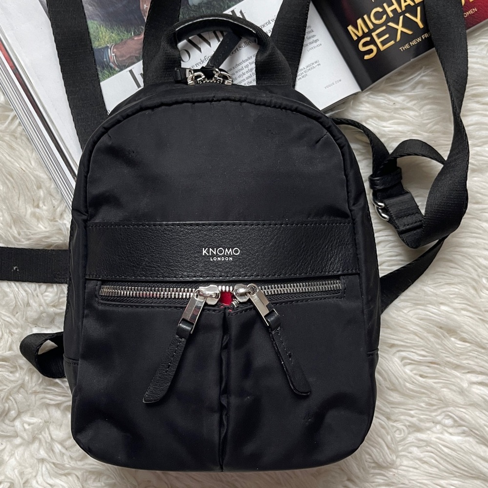 KNOMO London XS 9.5” Beauchamp Double Compartment Backpack in Black